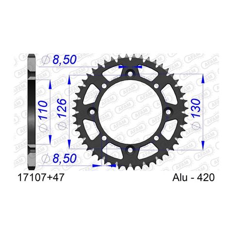 AFAM Rear Aluminum Sprocket Kawasaki / Suzuki 65cc