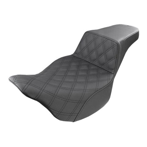Saddlemen Step-Up LS Lattice Stitch Seat For Harley Touring 2008-2025 Front Lattice Stitch LS / Black Stitch / Black / Extended Reach [Blemished - Good]