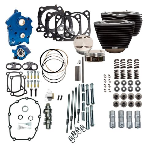 S&S Cycle Power Package For Harley Oil Cooled 114" / 117" Milwaukee-Eight 2017-2026 No Highlight / Chrome Pushrod Tubes / Gear Drive [Blemished - Good]
