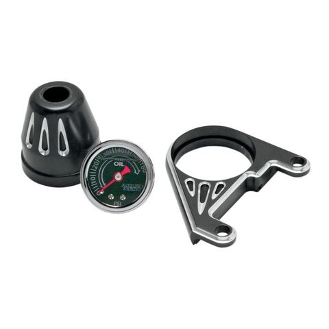 Arlen Ness Deep Cut Oil Pressure Gauge Kit For Harley Twin Cam 1999-2017 Black [Open Box]