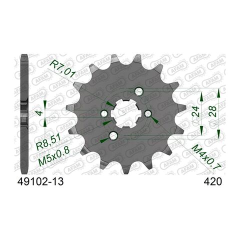 AFAM Standard Front Sprocket Kawasaki / Suzuki 110cc