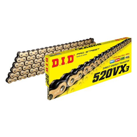 DID 520VX3 X-Ring Chain 110 Links / Gold [Previously Installed]