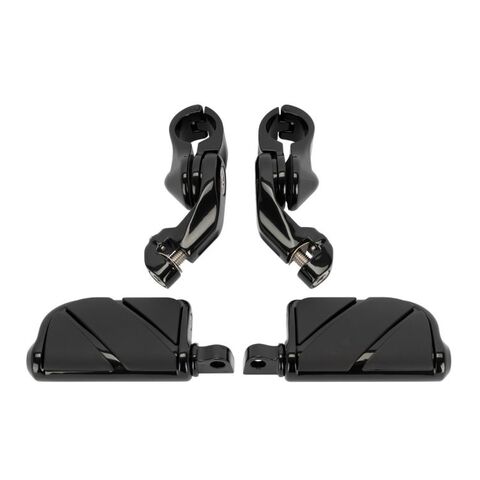 HogWorkz Angled Adjustable Highway Foot Pegs & Clamps Long / 5" / Black [Blemished - Good]