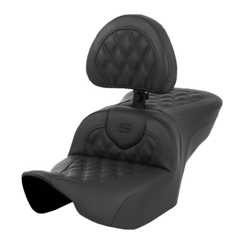 Saddlemen Roadsofa LS Lattice Stitch 2-Up Seat For Harley FLHX / FLTRX 2023-2026 Black Stitch / Extended Reach / Heated / With Backrest [Blemished - Good]