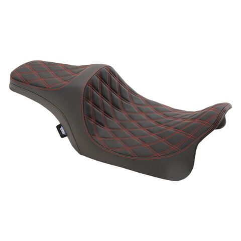 Drag Specialties Predator III Seat For Harley Touring 2008-2025 Double Diamond / Red Stitch / Extended Reach [Blemished - Good]