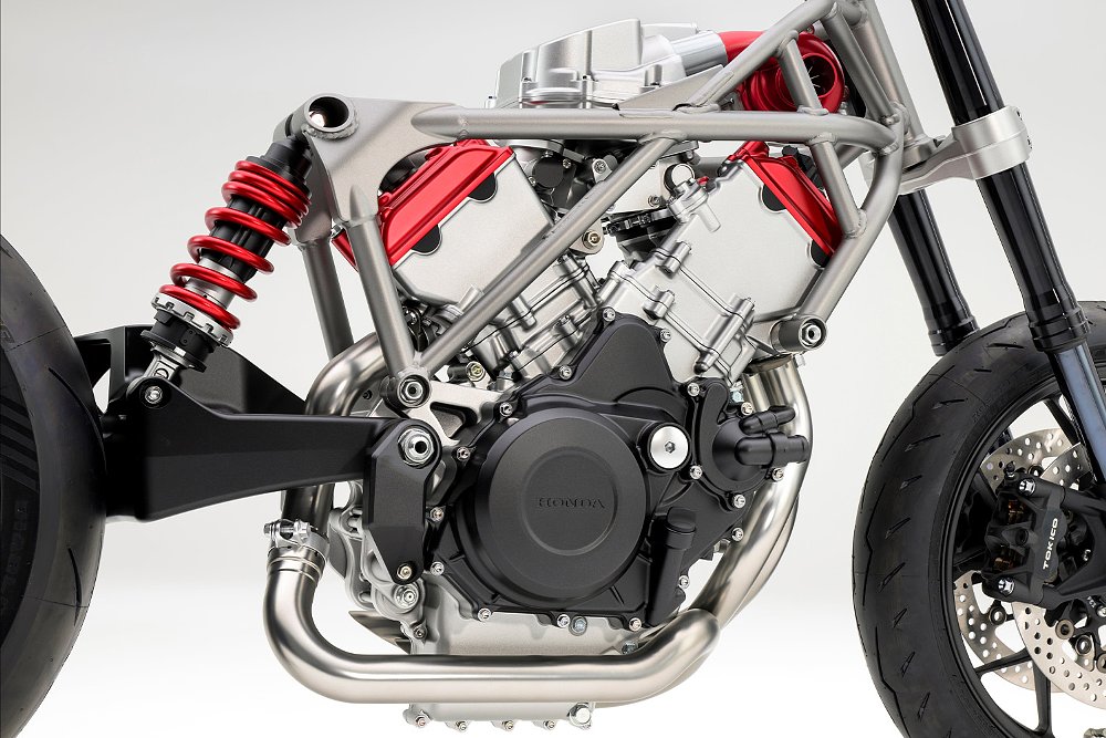 A close-up of Honda's new supercharged V3 engine.