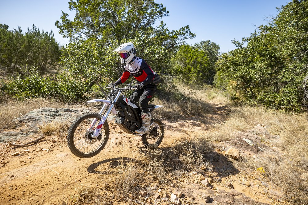 riding the Zero XE in the off-road recreation area