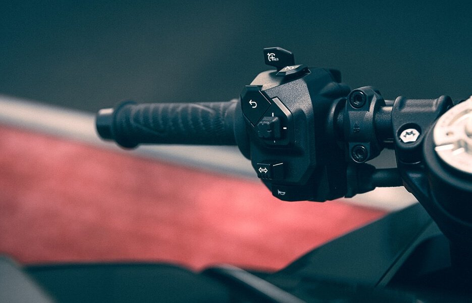 2026 KTM 990 RC R left switch cluster detail.