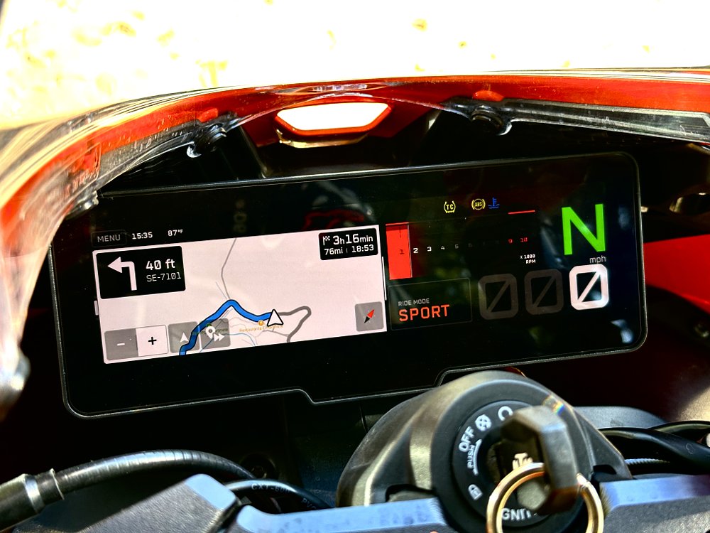 2026 KTM 990 RC R TFT dash detail.