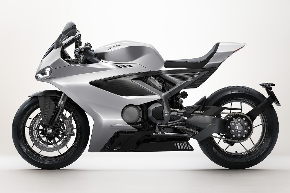 The Norton Manx R superbike photographed against a white background.