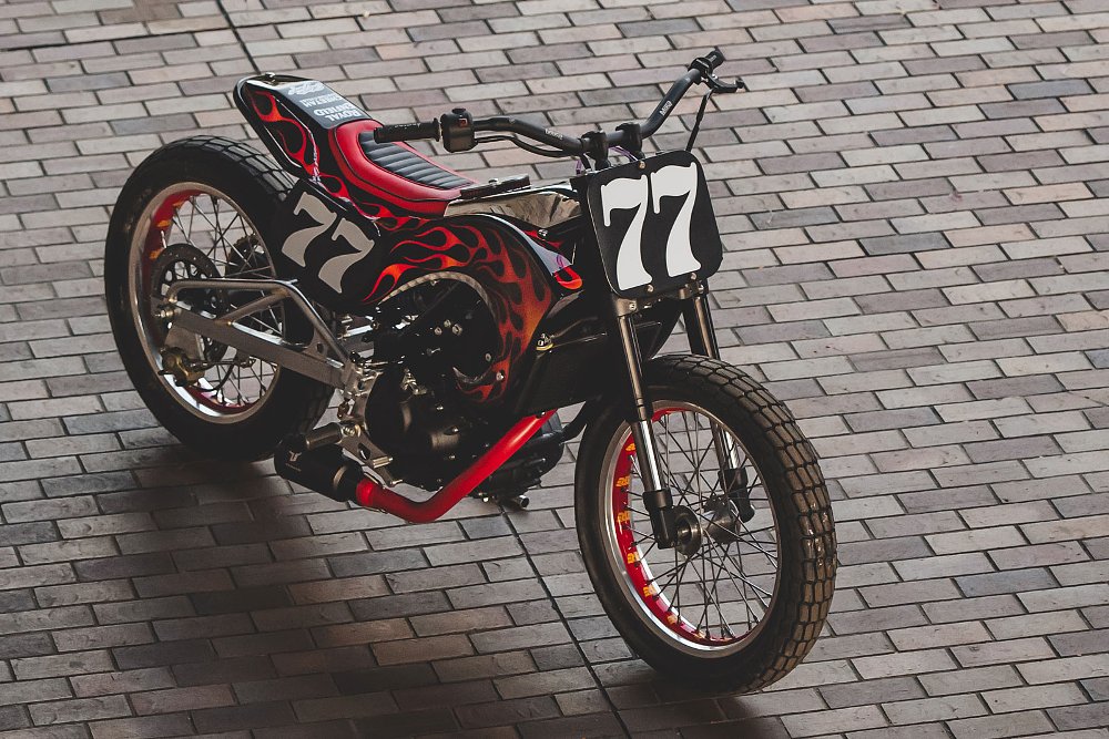 overhead view showing flame paintwork