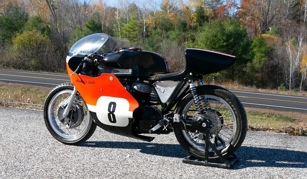 orange and black Harley-Davidson racing motorcycle