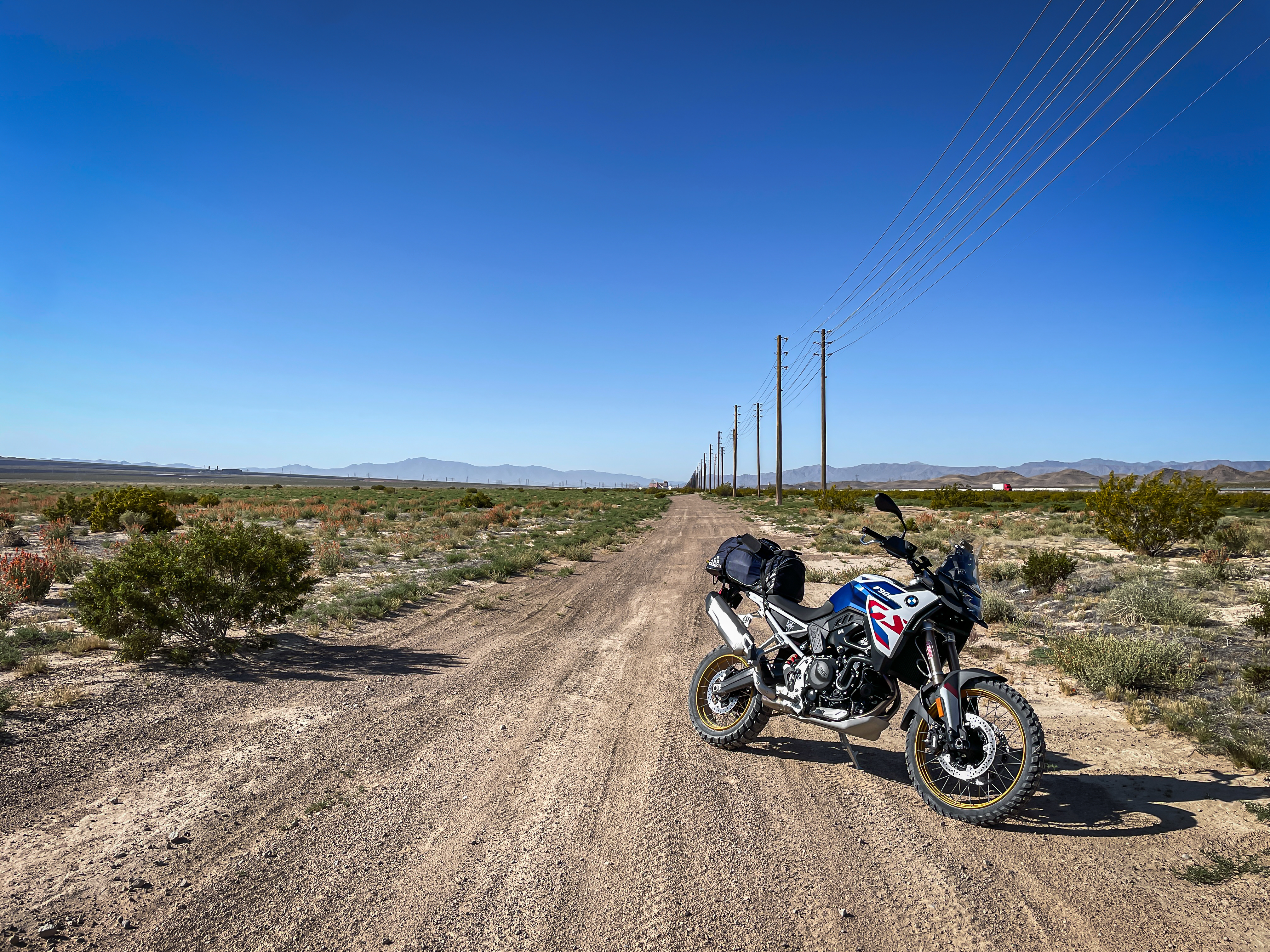 BMW F 900 GS in Mojave Desert sand