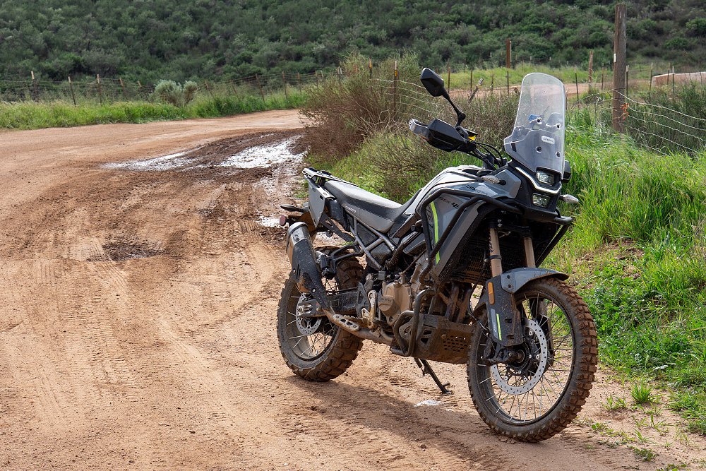 The fully accessorized Ibex 450 staged trailside.