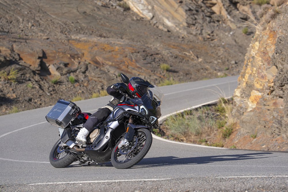 MV Agusta Enduro Veloce on a curvy paved road