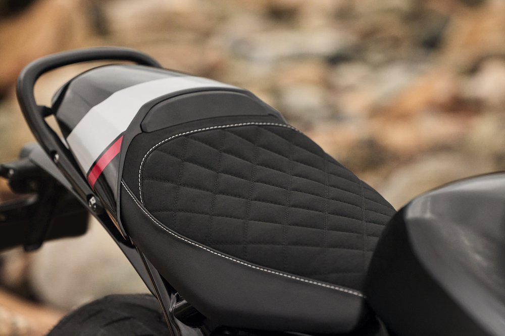 close view of textured seat and color-matched rear seat cowl