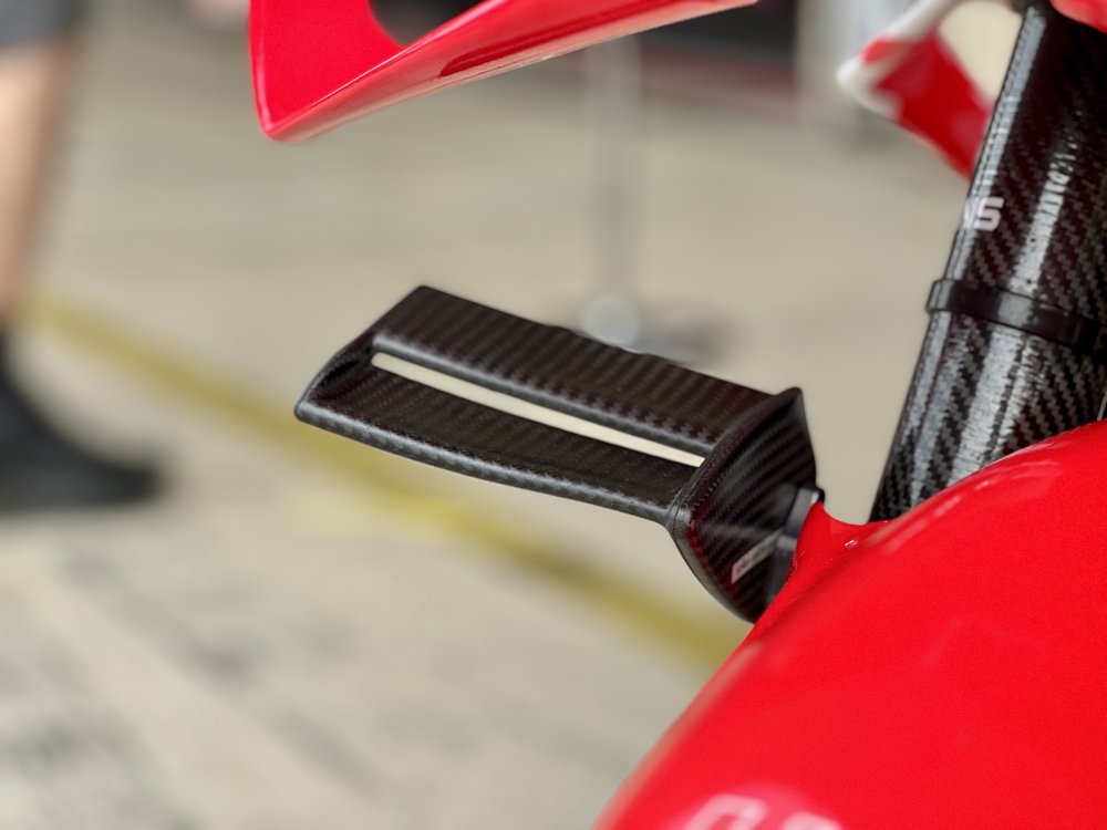 Front-fender wing detail on Honda's RC213V MotoGP racing motorcycle.