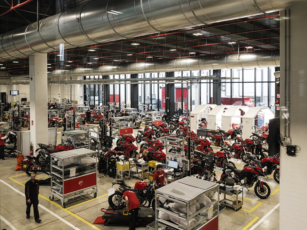 interior view of the Ducati factory in operation