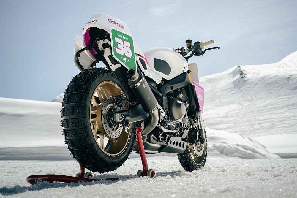 view of studded rear tire