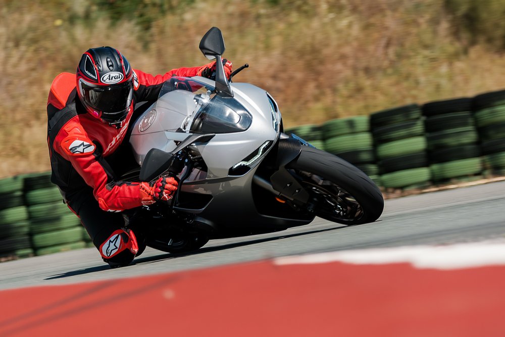 riding the Manx R Signature on the track