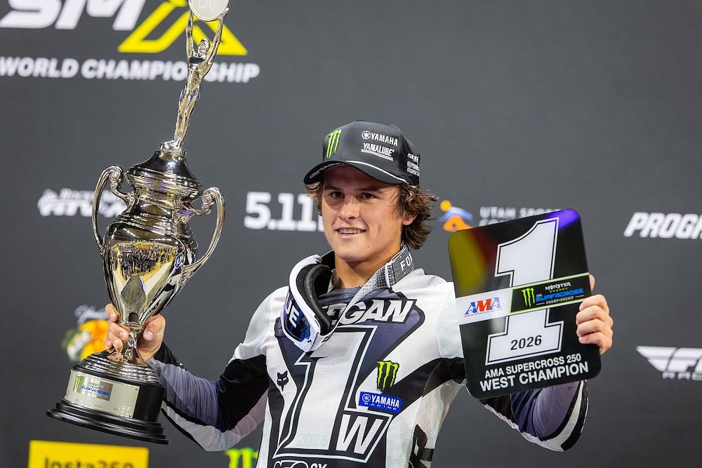Deegan holds his #1 plate after clinching the 250 West Supercross championship early