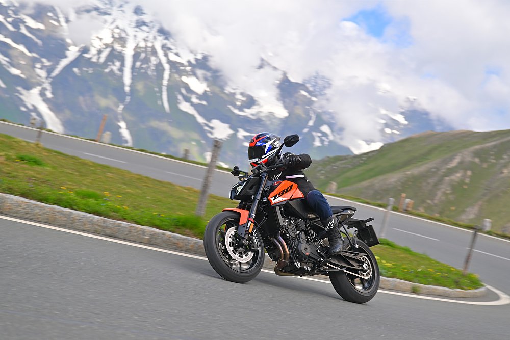 Dustin navigates a hairpin aboard the 790 Duke.