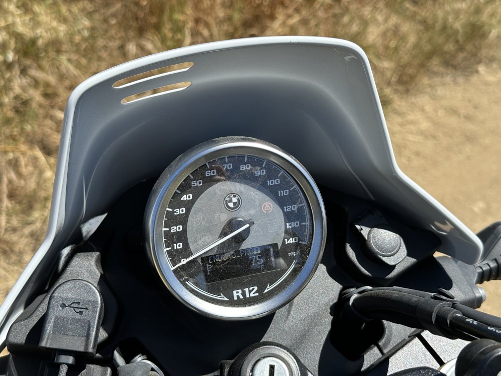 2026 BMW R 12 G/S analog dash detail.