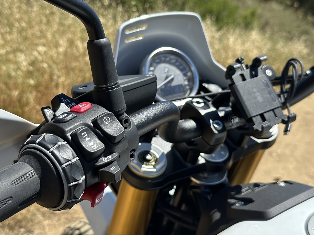 2026 BMW R 12 G/S left switchgear detail.