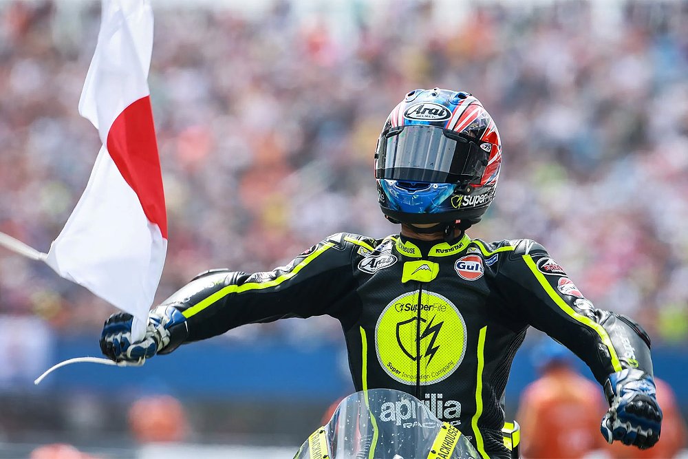 Ai Ogura celebrates his victory at the 2026 Dutch Grand Prix.