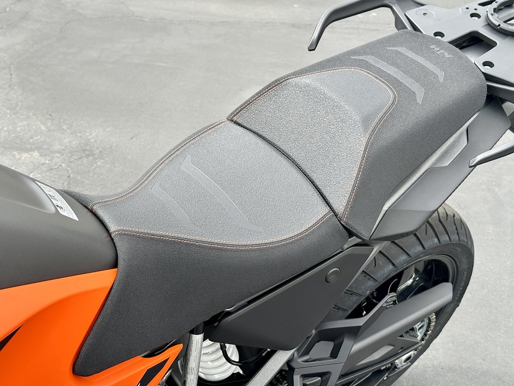 2027 KTM 1390 Super Adventure S EVO seat detail.
