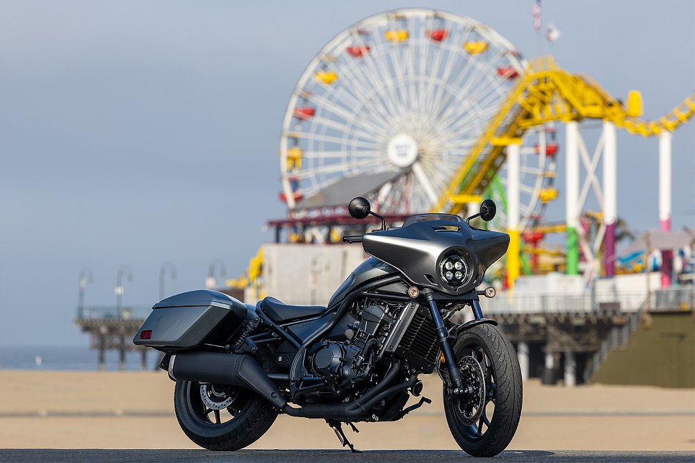 The Rebel 1100T staged before the Santa Monica Pier. 