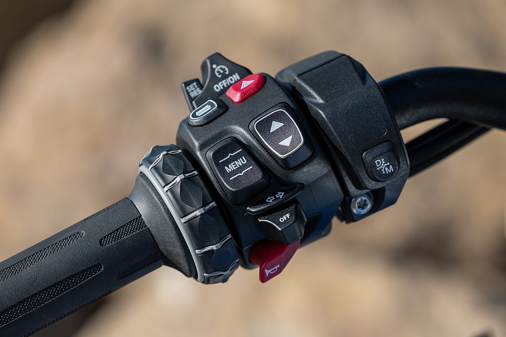 A close up of the R 1300 R's left switchgear.