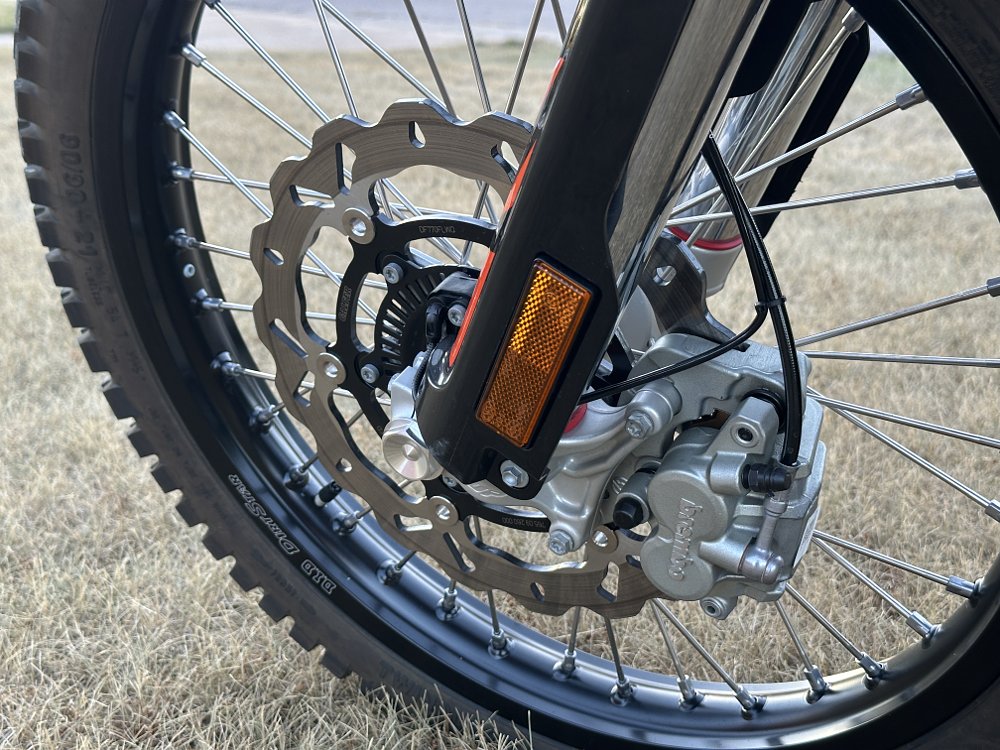 2026 KTM 690 Enduro R front brake detail.