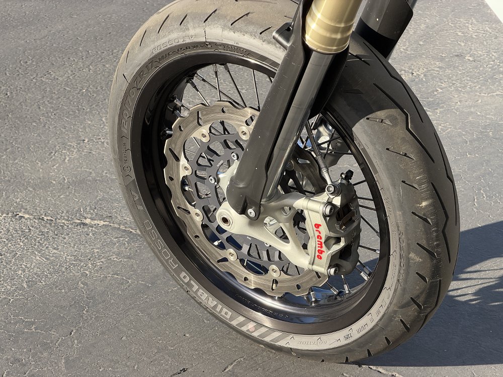 2026 Stark VARG SM front wheel and brake detail.