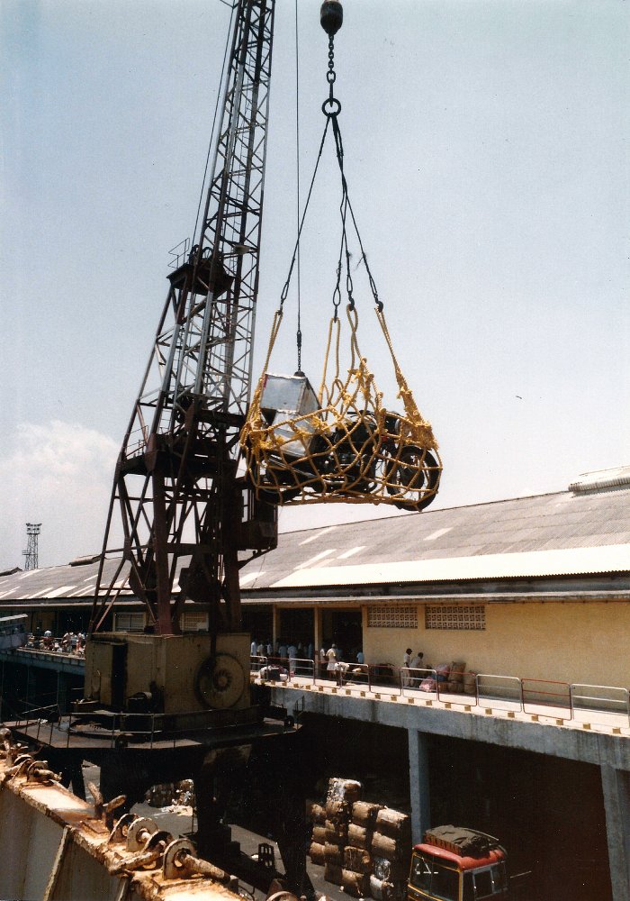 Crane loading the bike