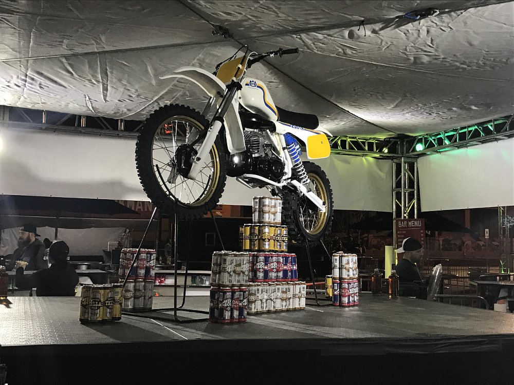 Husqvarna hanging from the ceiling