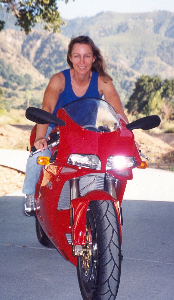 Debbie Evans and her Ducati 996