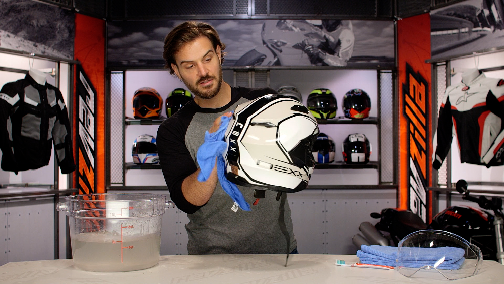 Washing Motorcycle Helmet