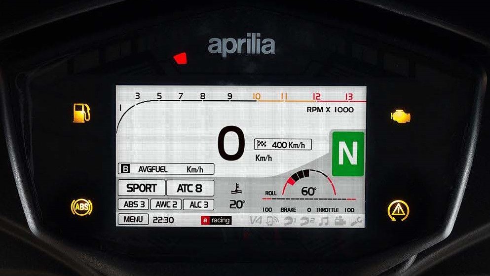 Aprilia TFT dash