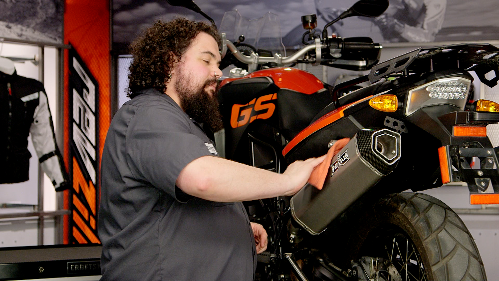 Wiping Down A Motorcycle Muffler