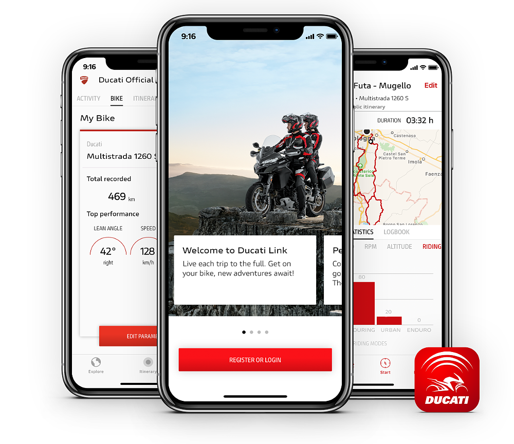 Ducati app screens