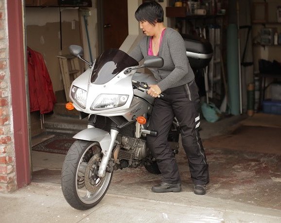 parking the motorcycle