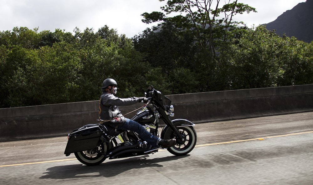 Hawaiian motorcyclist