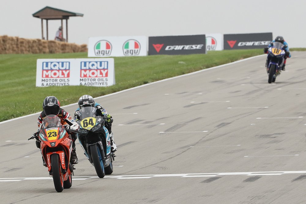 Alex Dumas and Cory Ventura race to the line