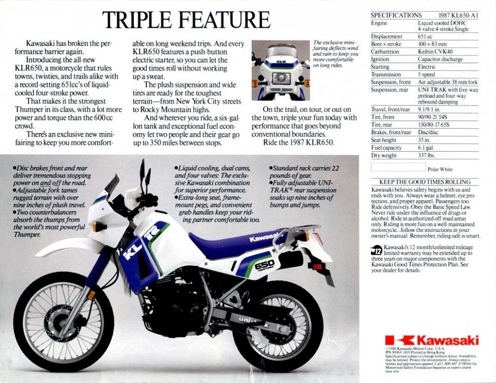 1987 Kawasaki brochure