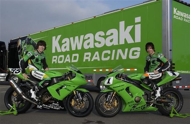 Roger and Tommy Hayden on Kawasakis