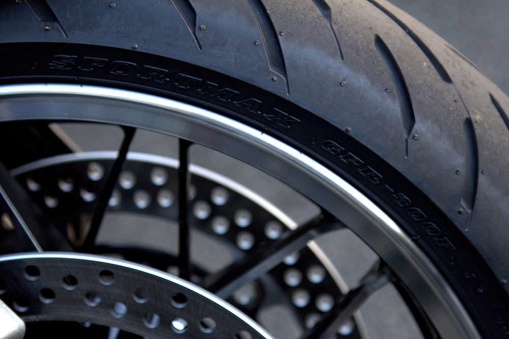 Check motorcycle tire tread