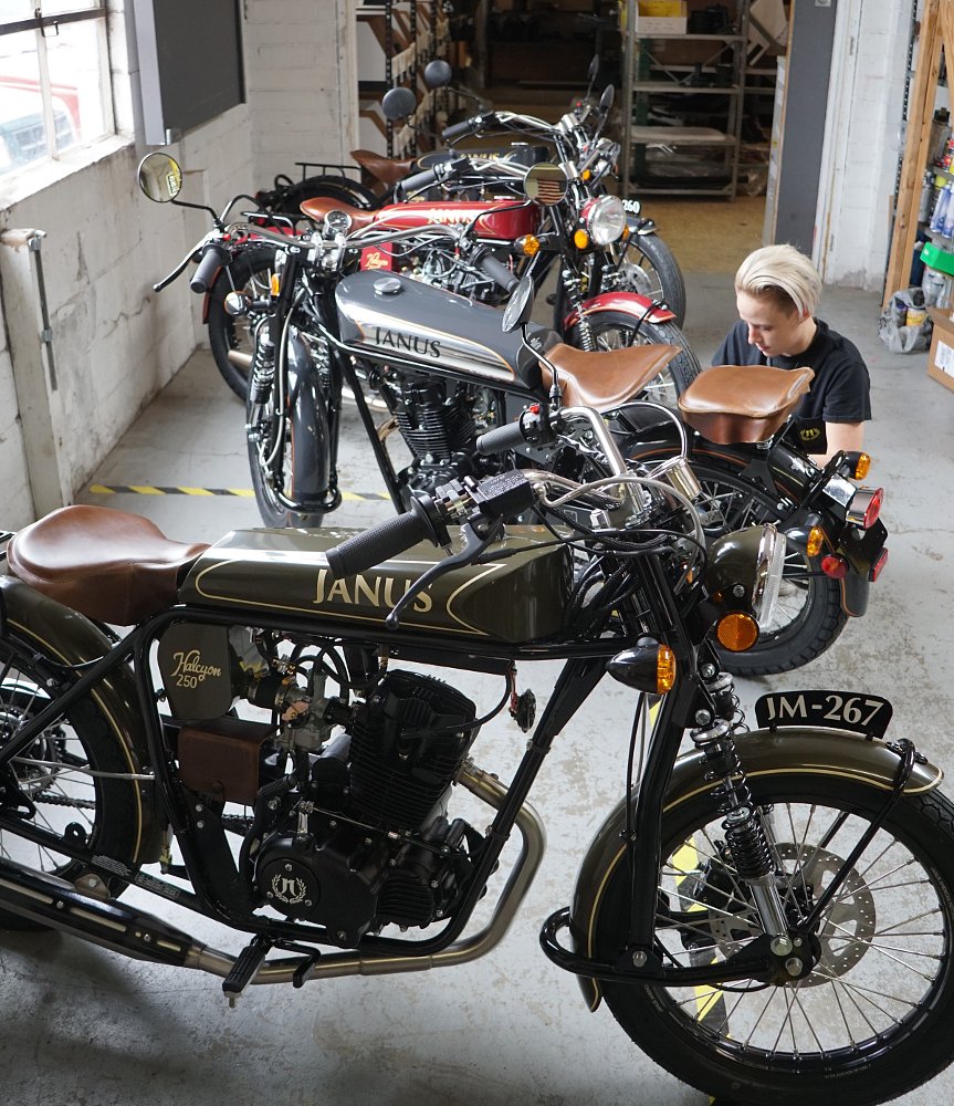 inspection of finished Janus motorcycles