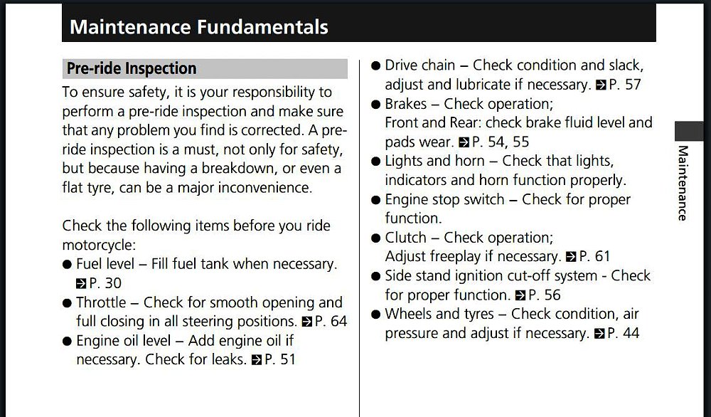 Honda owner's manual excerpt
