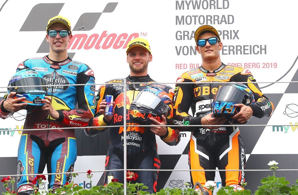 Brad Binder wins in Moto2, podium shot